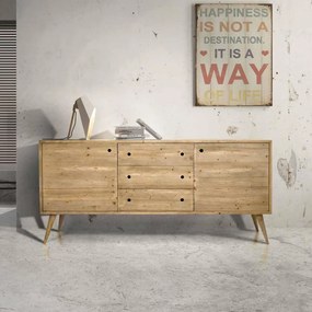 Credenza da 185 cm in legno abete spazzolato naturale