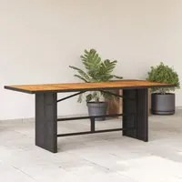 Tavolo Giardino Piano Legno Acacia Nero 190x80x74cm Polyrattan 365309