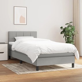 Giroletto A Molle Con Materasso Grigio Chiaro 90x200 Cm Tessuto /