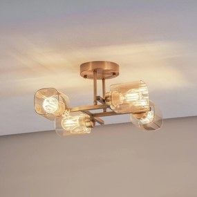 Plafoniera soffitto Horia Avonni, dimmerabile, Bronzo / Ottone antico, Soggiorno / Sala da pranzo, Vetro, Plafoniera