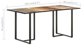 Tavolo da Pranzo 160 cm in Legno Massello di Recupero