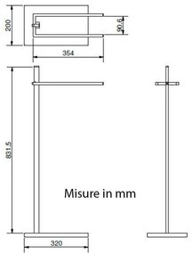 Piantana Portasciugamani in Acciaio Grigio Base Grigia in MDF