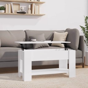 Tavolino Da Salotto Bianco 101x49x52 Cm İn Legno Multistrato /