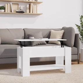 Tavolino Da Salotto Bianco 101x49x52 Cm İn Legno Multistrato /