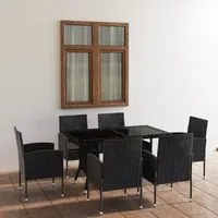 Set da Pranzo da Giardino 7 pz in Polyrattan Nero cod mxl 37963