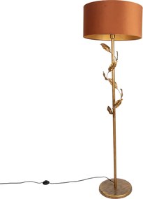 Lampada da terra oro con paralume arancione e interno oro 50 cm - Linden