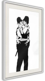 Poster  Banksy: Kissing Coppers I  Cornice Quadri Cornice nera, Larghezza x Altezza Home decor 40x60