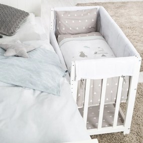 Culla bianca con contenitore e baldacchino 90x45 cm Indibär - Roba