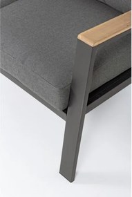 Salotto Da Esterno In Alluminio Antracite Inserti Legno Con Cuscini E Tavolino Belmar Bizzotto