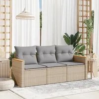 Set Divano da Giardino 3 pz con Cuscini Beige Misto Polyrattan 3225758