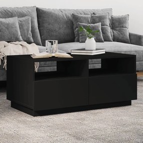 Tavolino Da Soggiorno Con Luci Led Nero 90x49x40 Cm /
