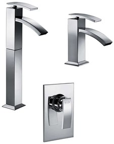 Set miscelatori lavabo alto + bidet + incasso doccia Jacuzzi | rubinetteria Glint ottone cromato