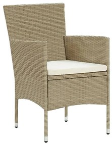 Set pranzo da giardino 5 pz con cuscini in polyrattan beige