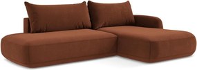Divano angolare color terracotta allungabile (con penisola a destra/con chaise lounge) Hale – Makamii