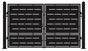 Cancello manuale Privacy in ferro, apertura centrale, L 308.5 x H 180 cm, di colore nero