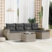 Set Divano da Giardino 6pz con Cuscini Grigio Chiaro Polyrattan 3253639