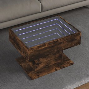 Tavolino Salotto Con Led Rovere Fumo 70x50x45 Cm Multistrato /