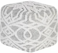 Pouf cotone e poliestere bianco e grigio 40 x 40 cm stile boho soggiorno camera da letto