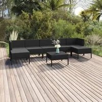 Set Divani da Giardino 8 pz con Cuscini in Polyrattan Nero cod mxl 38463