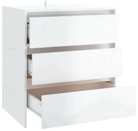 Credenza bianco lucido 70x41x75 cm in truciolato