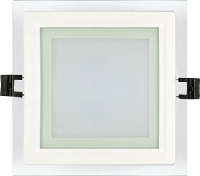 Pannello LED Quadrato da incasso 18W Foro 155x155mm IP44 in Vetro Colore Bianco Naturale 4.200K
