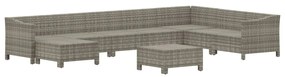 Set divani da giardino 9 pz con cuscini in polyrattan grigio