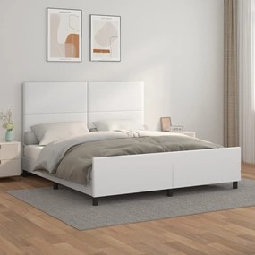 Giroletto Con Testiera Bianco 180x200 Cm İn Similpelle /