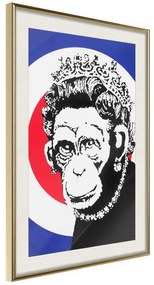 Poster  Banksy: Monkey Queen  Cornice Quadri Cornice d'oro con passe-partout, Larghezza x Altezza Home decor 20x30