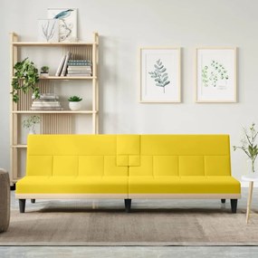Divano Letto Con Portabicchieri İn Tessuto Giallo Chiaro /