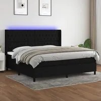 Letto a Molle Materasso e LED Nero 200x200cm in Tessuto cod mxl 60316