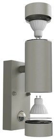Applique Bidirezionale IP65 2xGU10 con sensore Movimento - Grigia