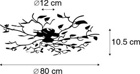 Plafoniera smart nera con oro 80 cm 4 luci incl. 4 Wifi P45 - Foglie
