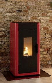 Royal Ilde Air 80 Stufa A Pellet Ad Aria 8kw Serbatoio 15kg 47x48x94 Cm In Acciaio Rosso