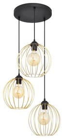 Lampadario a sospensione con filo MERCURE 3xE27/15W/230V oro/nero