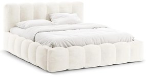 Letto matrimoniale imbottito color crema con spazio contenitivo e rete 180x200 cm Lupine - Micadoni Home