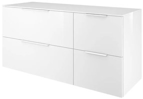 Mobile da bagno sotto lavabo Neo bianco laccato lucido L 135 x H 65 x P 48 cm 4 cassetti, lavabo non incluso