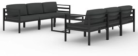 Set divani da giardino 7 pz con cuscini in alluminio antracite