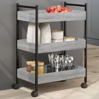 Carrello da Cucina Grigio Sonoma 50x30x70 cm Legno Multistrato 842359