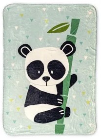 Coperta HappyFriday Moshi Moshi Panda Garden Blue Multicolore Microfibra 110 x 140 cm