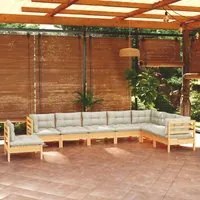 Set Divani da Giardino 8 pz con Cuscini Crema Massello di Pino 3096731