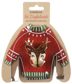 Set 2 formine tagliabiscotti Natale renna e maglione