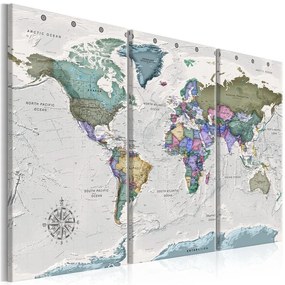 Quadro World Destinations (3 Parts)  Colore Grigio, Dimensioni e Misure 120x80