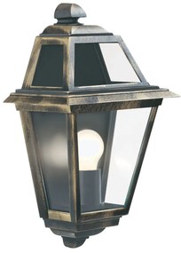 Applique Da Esterno Vintage Nuova Orleans Alluminio Nero Vetro 1 Luce E27