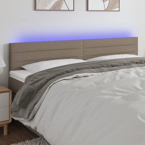 Testiera A Led Tortora 200x5x78/88 Cm İn Tessuto /