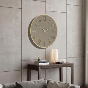 Orologio rotondo D80 cm in Laminam Ardesia con dettagli Oro LAZARUS