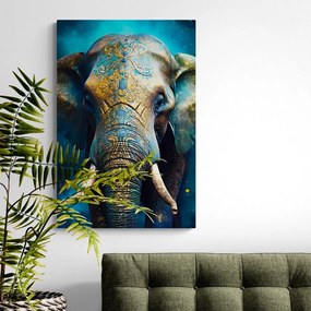 Stampa su tela – Elefante blu-oro