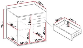 Armadietto MIKE 76x71 cm bianco
