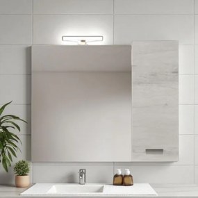Specchio da bagno 95 cm con pensile a 1 anta Quercia Bianco.