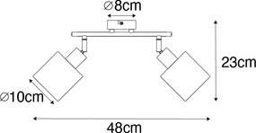 Faretto da soffitto nero con paralume nero 2 luci orientabile - Hetta