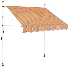 Tenda Da Sole Retrattile Manuale 100 Cm A Strisce Blu E Gialle /